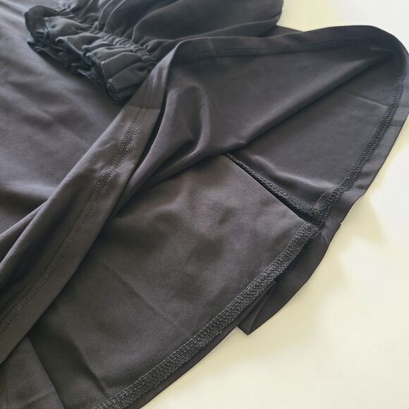 Lucy In The Sky Wrap Dress Medium Black Lexi Ruffle Balloon Sleeve Cocktail - Picture 8 of 12